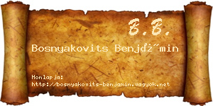Bosnyakovits Benjámin névjegykártya